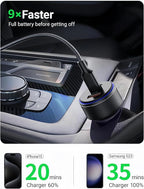 USB C Car Charger,90W 3-Port Dual USB-C & USB-A Car Power Adapter,Includes a Fast Charging Cable for iPhone 16/15/14/13/12/11/Pro Max, iPad, Samsung Galaxy, Google Pixel and Android Devices
