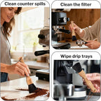 Belongtous Coffee Grinder Cleaning Brush, Espresso Machine Coffee Brush Cleaner Tool, Fluffy & Soft Bristles Brush and Beech Wood Handle for Barista Home Kitchen