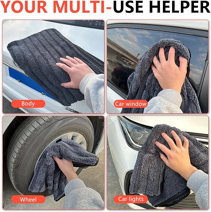 SEAMETAL Microfiber Towels for Cars Drying Towels Car Detailing 35"x 24" Extra Large Ultra Absorbent for Cars and Trucks, Without Streaks, Scratches, or Water Spots (2 Pack Gray)