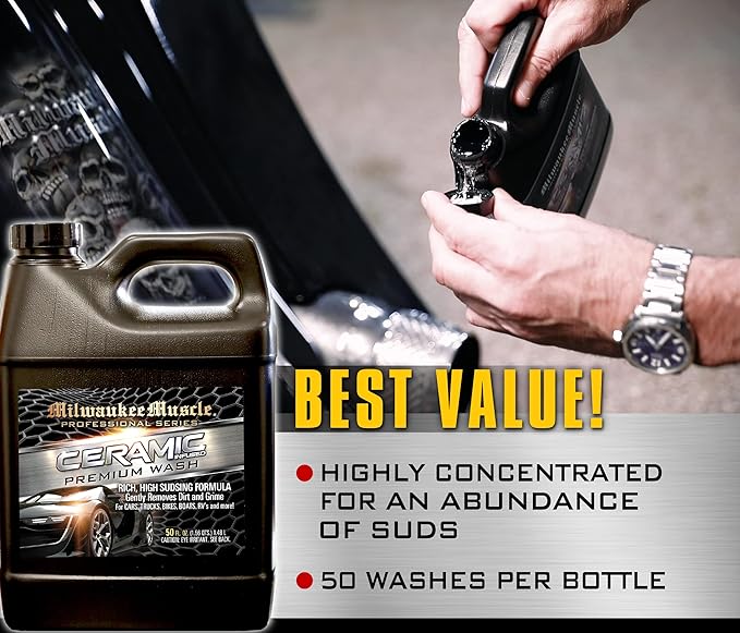 Car Shampoo - 50 Fl Oz - Professional Ceramic Car Wash Soap for Auto, Cars, Motorcycles, RV's and Boats - pH Neutral Formula - Rejuvenates Paint and Ceramic Coating for Cars