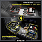 Sroiis® Gen 2 Double-Layer Center Console Organizer Set for Tesla Model Y Juniper Accessories (2025 2026) True 2-Tier Storage System [ Upper Tray + Hidden Lower Compartment ] - 3PCS Jet Black