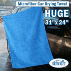 HOMEXCEL Professional Large Microfiber Car Drying Towels 2 Pack, Lint Free, Scratch Free, Highly Absorbent Drying Towel for Cars, SUVs, RVs, Trucks, and Boats,31" x 24",Blue