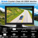 4-Wired Backup Camera System, 10" HD 1080P DVR Quad Split IPS Monitor with 4 Side & Rear View Cameras, Vibration-Proof IP69K Waterproof Night Vision for Truck/RV/Tractor/Bus/Trailer/Heavy Equipment