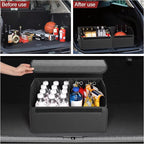 JEYODA Suede Leather Trunk Organizer, Large Capacity Soft Car Organizers and Storage,foldable,with lip, for Car SUV/Jeep/Sedan/Home/Camping (Grey,Small)