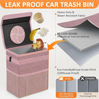 Vankor Car Trash Can Cute Trash Bag Bin Hanging Waterproof Automotive Garbage Cans Leak Proof Vehicle Trash Can Diamond Pattern-Pink