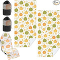 Hahafelt 2 Pack Car Seat Towel Covers with Storage Bag, 63 x 32 Inch Universal Non Slip Waterproof Sweat Protector for Car Truck, Gym Swimming Running, Machine Washable (Yellow Pumpkin,Green Pumpkin)