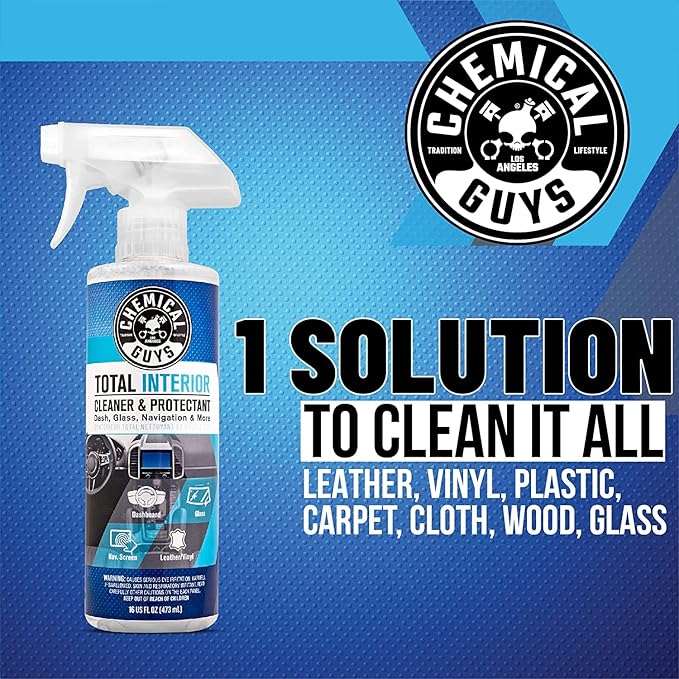 Chemical Guys Total Interior Cleaner & Protectant 16 oz with Professional Grade Microfiber Towel - Car Interior Cleaning Kit for Dash, Seats, Carpet, Glass, Vinyl, Leather, and Plastic