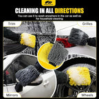 MIKKUPPA Car Wash Mitt Microfiber - Double-Sided Chenille Scratch Free Mitt with Waterproof Inner for Car Washing Home Cleaning (Yellow & Gray, 2Pack, 10'' x 7'')