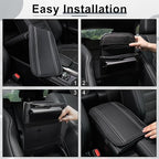 Amiss Car Center Console Pad, Universal Waterproof Car Armrest Seat Box Cover, PU Leather Auto Armrest Cover Protector，Vehicle Interior Accessories fits SUV/Truck/Car (Black-Silvery)