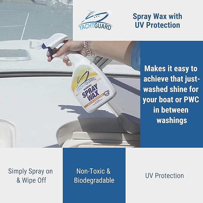 Spray Wax with UV Protection - Marine Wax For Boats with UV Protectant for a Gloss Shine Finish and for Car Detailing on Trucks and RVs (32 Oz Bottle)