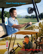 BOYISEN 2-Pack Magnetic Golf Cart Fan with Misting, 12000mAh Battery Operated Portable Fan 4 Speeds, LED Lantern, Universal Fit for EZGO Club Car Yamaha, Cruise Ship Accessories Travel Essentials