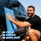 PUGPIU Microfiber Car Drying Towel Extra Large Super Absorbent 48"X24", 1400 GSM Flash Detail Car Wash Drying Towel Edgeless with Two Sided Soft Twisted-Loop, No Water Spots Streaks for Cars (Blue)