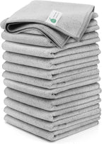 Microfiber Cleaning Cloths-12 Pack,Microfiber Towels for Cars & Kitchen,Highly Absorbent Cleaning Towel,Lint Free Streak Free Rags for House,Window,Grey(12.2"x12.2")