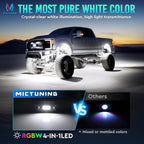 MICTUNING C1 12 Pods RGBW Rock Lights - Multicolor Underglow Neon Light Kit with Bluetooth Controller, APP Control, IP68 Waterproof