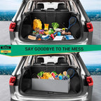 MIU COLOR Trunk Organizer for Car, Car Organizer, Sturdy Trunk Organizer for SUV, Non-Slip Bottom, Storage Organizer for Sedans, Van, Jeep, Grocery, Large 3 Compartments, Blue 32"×13"×10.6"