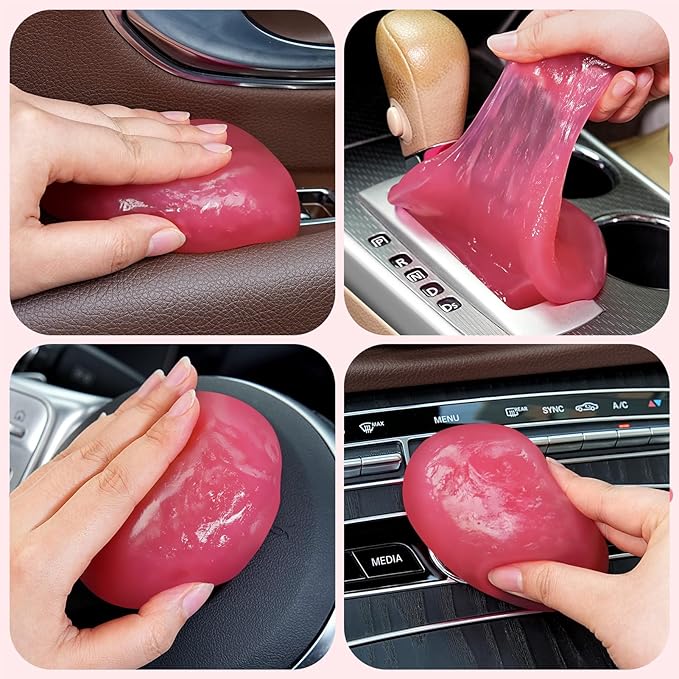 TeSabMi Car Cleaning Gel Car Cleaning Putty Car Putty Car Interior Cleaner Car Slime Car Detailing Kit Car Accessories Gifts for Mother's Day Mom Men Women Stocking Stuffers Pink