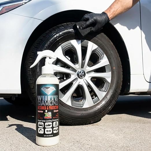 TIRE Dressing Concentrated White Diamond Restorer and Protectant 16 fl oz - Vinyl - Plastic - Tire - Rubber - UV Protection - Super Shine - Good Hydrophobic Action
