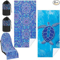 Hahafelt 2 Pack Car Seat Towel Covers with Storage Bag, 63 x 32 Inch Universal Non Slip Waterproof Sweat Protector for Car Truck, Gym Swimming Running, Machine Washable (Sea Turtles,Mandala)
