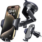 VANMASS Car Phone Holder [Upgraded Strongest Suction & Clip] Cell Phone Mount for Dashboard Windshield Vent Wall,Truck Cradle Stand for iPhone 17 Pro Max 16 15 14 13 12 11 SE Samsung S26 Android,Black