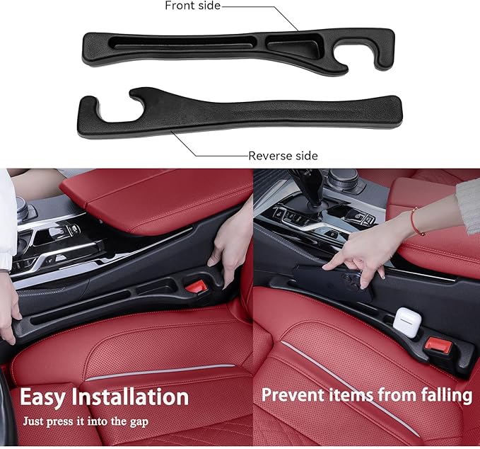 USSDE Car Gap Filler, Dual Slot Car Seat Gap Organizer 2 Pack, Universal Fit Soft Car Seat Crack Gap Filler Between Seat and Console Stop Things from Dropping (Style B)