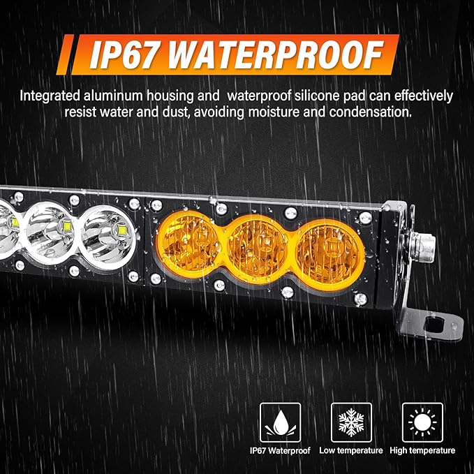 AUXTINGS 49 inch Single Row Dual Color LED Light Bar 270W Off Road Light Bar White Amber Combo LED Work Light Truck UTV 4x4 Cars SUVs ATVs Boats Fog Driving Light with Wiring Harness kit