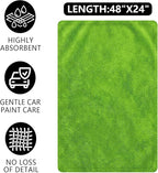 Car Microfiber Towel for Cars, 48”x24”, 1400GSM Super Absorbent, Drying Towels for SUV, Scratch-Free, Machine Washable (Darkgray-GreenYellow)