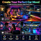Car LED USB Interior Strip Lights with Remote Control, Dream RGB Color Car Ambient Lighting APP Control, Multicolor Footwell Under Dash Chasing Inside Light Kits for Cars ATV Truck, DC5V