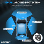 4 Channel Dash Cam 360° View, LOFOV 1080P Front and Rear Inside, Left Right Dash Camera for Cars, Free 64GB SD Card,Multi-Ch Dash Camera, Black Box Trafflc Recorder,Night Vision,24H Parking Mode