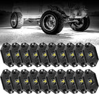 Hovano LED Rock Lights White 20Pods 6000K Waterproof LED Neon Underglow Light for Truck Car ATV UTV SUV Off Road Boat High Power Under Body Glow Trail Rig Lamp