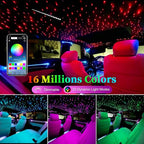 Twinkle & Meteor Starlight Headliner Kit for Car 0.03in x 9.8ft 750 Strands for Ambient Interior Decor 16W RGBW Fiber Optic Star Light Engine, 200 White Shooting Stars