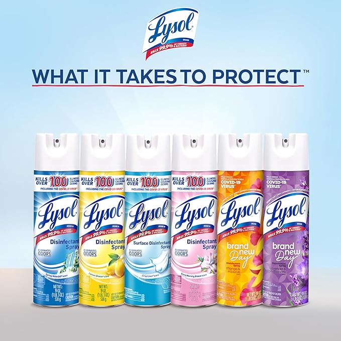 Lysol Disinfectant Spray, Sanitizing and Antibacterial Spray, For Disinfecting and Deodorizing, Early Morning Breeze, 1 Count, 12.5 fl oz each, Packaging may vary