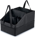 Front-Back Seat Car Organizer Box - Portable Passenger Seat Organizer, Odorless Fabric Car Seat Organizer, Universal Foldable Auto Seat Storage Caddy for Kids & Adults Road Trip Essentials (Black)