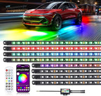 8PCS Car Underglow Light Bar Kit - Wireless App & Remote Control Dreamcolor Chasing Lights, Aluminum Exterior Underbody Multicolor Soundsync Neon Light Strip for Car Truck RV