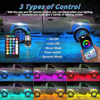 4Pods RGB LED Rock Lights Kit with APP/RF Remote Control, Car Underglow Lights with Brake Music Mode Multicolor Neon Underbody Lights Waterproof 12V for Trucks Pickup Jeep Golf Cart SXS ATV