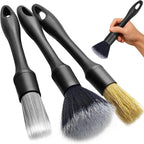 3PCS Car Detailing Brush Set - Interior or Exterior Car Cleaning Brush, [Durable Bristles] Ultra Soft Boars Hair Car Detailing Brushes, Auto Detail Brushes for Air Vent, Leather Seat, Wheels, Emblems