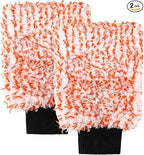 2PCS Car Wash Mitt, 11"×8" Cyclone Microfiber Cleaning Mitt for Cars, Scratch-Free & Lint-Free, Double Sided Automotive Washing Gloves, Universal Auto Cleaning Supplies (Tangerine+White)