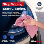USANOOKS Microfiber Cleaning Cloth Light Pink - 50 Pcs 12.5"x12.5" - High Performance - 1200 Washes, Ultra Absorbent Towels Weave Grime & Liquid for Streak-Free Mirror Shine - Car Washing Cloth