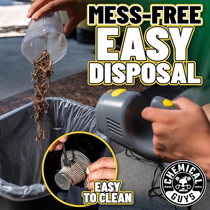 Chemical Guys EQP410 DetailVac Handheld Portable Car Vacuum, 110w 8.8amp Electric Motor, (Great for Cars, Trucks, SUVs, Motorcycles, RVs, Home, Pets, Kids, Office, and On The Go) Gray
