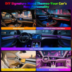 Upgraded Dreamcolor Acrylic Car Interior Lights RGB LED Strip Lights APP Control Zoned Control System 252 Color Modes DIY Fiber Optic Ambient Lighting Kits 2 in 1 Music Car Neon Lights
