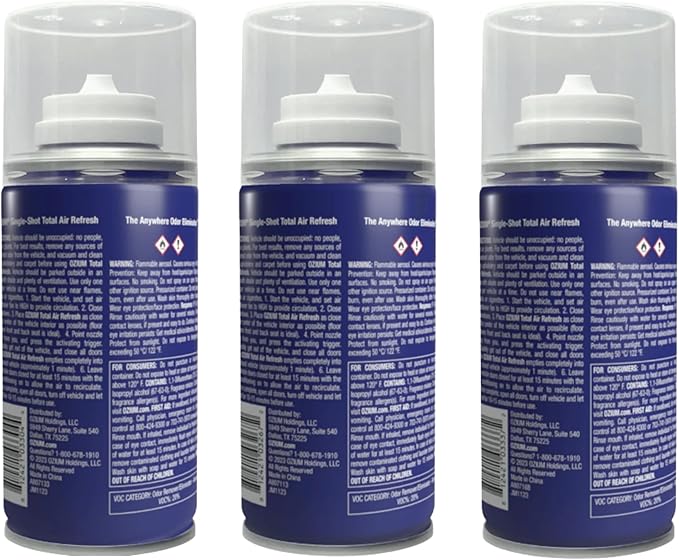 Ozium Air Sanitizer, 2 oz Car Fogger: Single-Shot Smoke Odor Eliminator & Car Air Freshener (Original+That New Car Smell+Carbon Black, 3 Pack Variety)