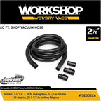 WORKSHOP Wet/Dry Vacs Shop Vacuum Accessories WS25022A Extra Long Hose Attachment, 2-1/2-inch x 20-feet Locking Hose for Wet Dry Shop Vacuum Cleaners