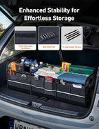 AstroAI Car Trunk Organizer Storage Large for SUV, Truck, Pickup, Collapsible Trunk Organizer Portable Storage Box with Cooler Bag, Foldable Cover, Nylon Handles, PU Bottom and PE Plate