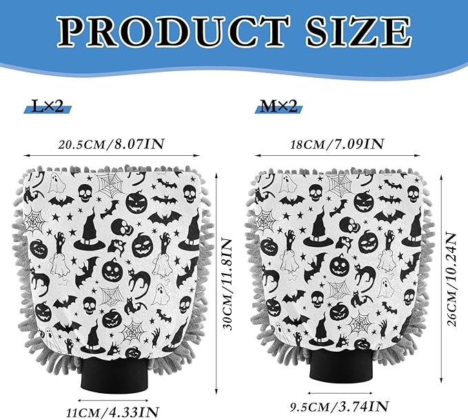 Qilmy Witch Hats Microfiber Chenille Car Wash Sponge Scratch Free Car Wash Mitt Absorbent Mitt Sponge for Trucks SUVs Car Washing Home Cleaning, Medium