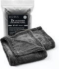 2X Medium Car Drying Towel, 1300 GSM Professional Car Towel with Double Twisted Loop,Super Absorbent Large Microfiber Drying Towels for Cars, Trucks, SUVs - 16"x16" 2-Pack, Gray