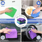 Microfiber Cleaning Cloths-12 Pack,Microfiber Towels for Cars & Kitchen,Highly Absorbent Cleaning Towel,Lint Free Streak Free Rags for House,Window,Purple,Green,Blue(16"x16")