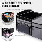 SugarFox Bold Color Block Trunk Organizer | 95L, 35"x13.8"x11.8" | Dedicated Shoe Storage & 26L Ice Pack | Foldable for SUV/Car/Jeep | Car Accessories for Men & Women - Gray-X212