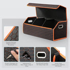 Fyzeoty Car Organizers and Storage - Trunk Organizer for Suv Car,Car Trunk Leather Storage Box,Extra Large,Magnetic Lid,Collapsible and Adjustable