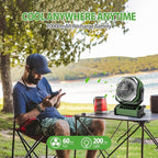 AddAcc 20000mAh Rechargeable Camping Fan - Battery Operated Fan with Light & Remote, Auto Oscillating, 4 Timer, 60 Hrs Work Cordless Tent Fan for Travel Outdoor RV Garage Power Outage Emergency