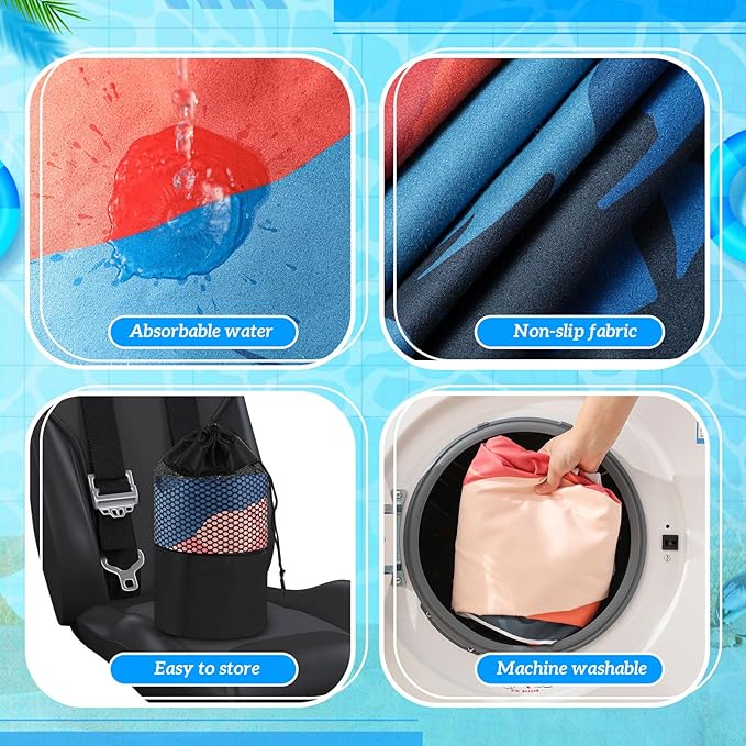 Hahafelt 4 Pack Car Seat Towel Covers with Storage Bag, 63 x 32 Inch Universal Non Slip Waterproof Sweat Protector for Car Truck, Gym Swimming Running, Machine Washable (Landscape)