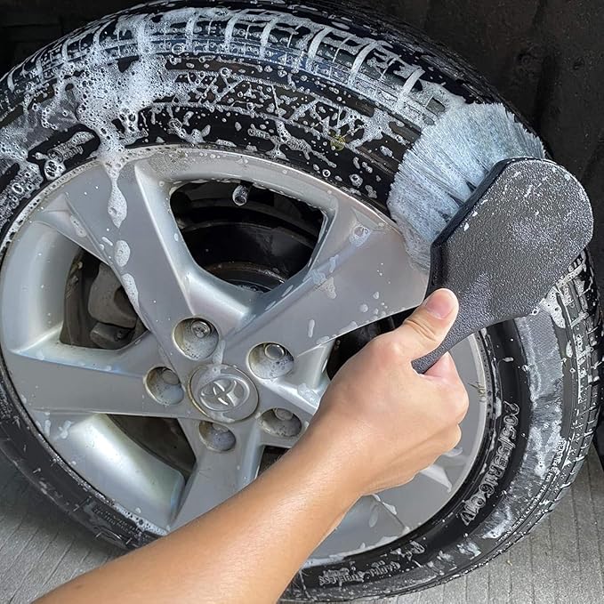 9PCS Car Wheel Tire Brush Kit, Tire Brush, Wheel Cleaner Brush, Soft-bristled Rim Cleaner Brush, Car Towel,Microfiber Bendable Brush Tire Shine Applicator Pad, Car Detailing Brushes Supplies Kit
